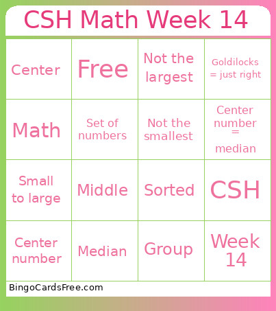 CSH Math Week 14 Bingo Card