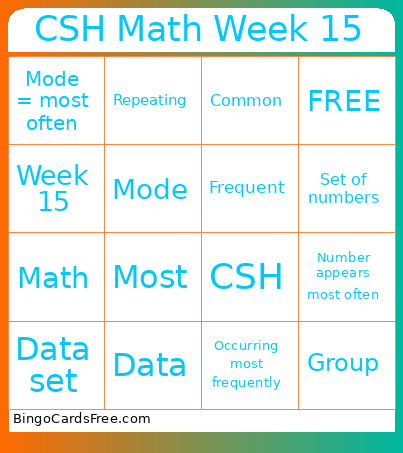 CSH Math Week 15 Bingo Card