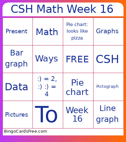 CSH Math Week 16 Bingo Card