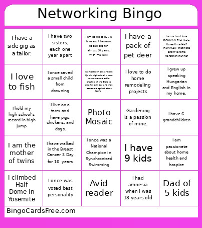 CSHAH Networking Bingo Card