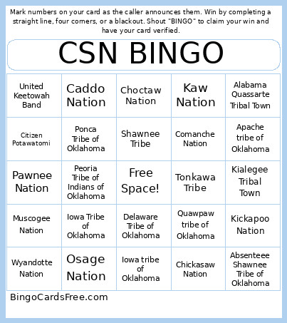 CSN Bingo Card