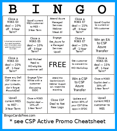CSP Bingo Card