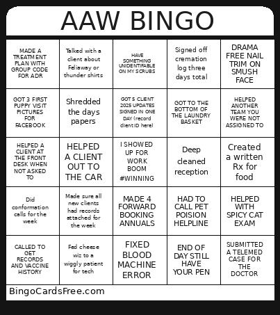 CSR Bingo Card