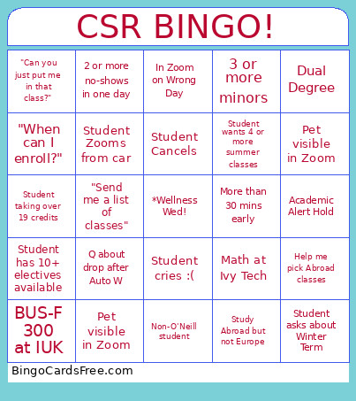 CSR ! Bingo Card