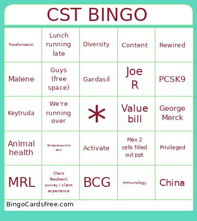 CST Bingo Card
