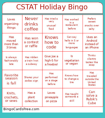 CSTAT Holiday Mix & Mingle Bingo Card