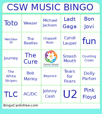 CSW Music Bingo Card