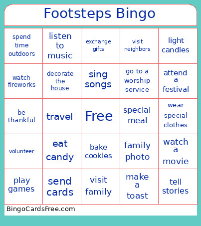 Cubscouts Footsteps Bingo Card