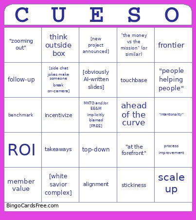 CUESO Bingo Card