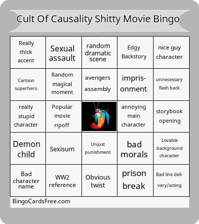 Cult Of Causality Shitty Movie Bingo