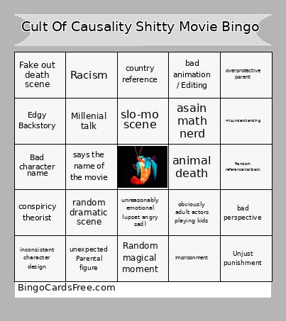 Cult Of Causality Shitty Movie Bingo Card
