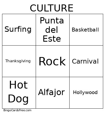 CULTURE Bingo Card