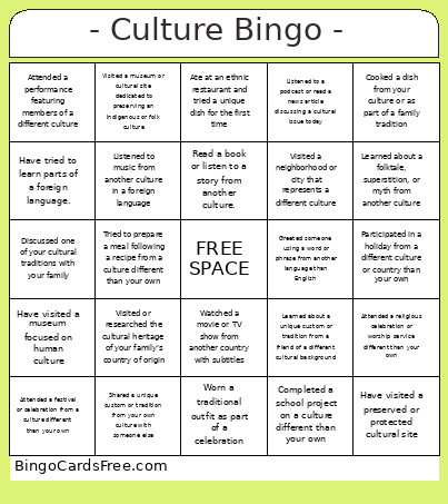 - Culture - Bingo Card
