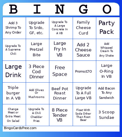 Culver's Bash Bingo Card