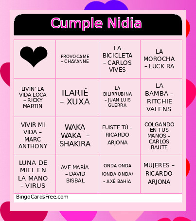 Cumple Nidia Bingo Card