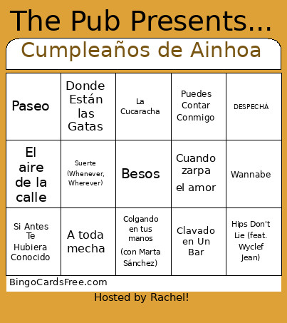 Cumpleaños De Ainhoa Bingo Card