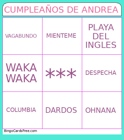 Cumpleaños De Andrea Bingo Card