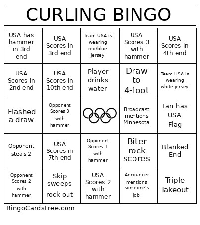 Curling Bingo Card