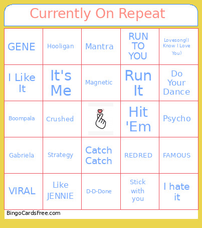 Currently On Repeat Bingo Card