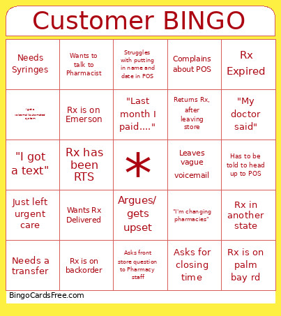Customer Bingo Card