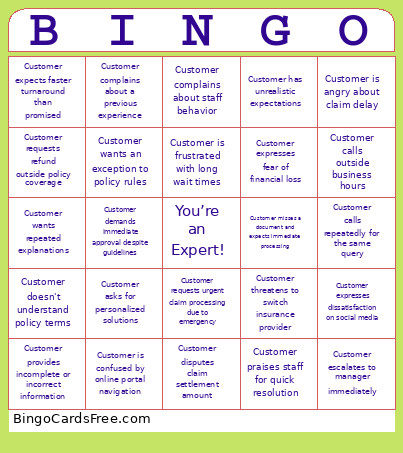 Customer Xperience Bingo Card