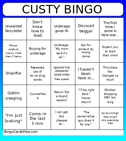 Custy Bingo Card