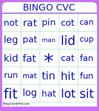 CVC Bingo Card