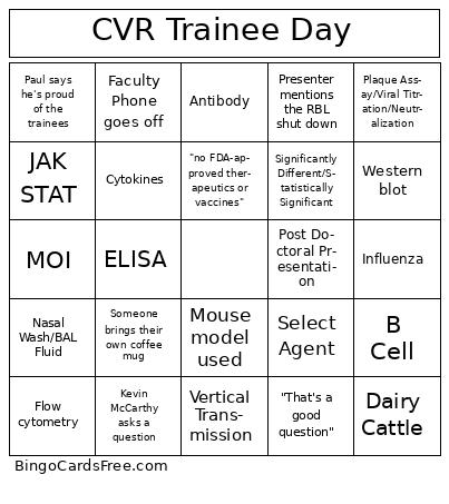 CVR Trainee Day Bingo