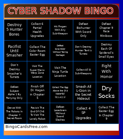 CYBER SHADOW Bingo Card 2