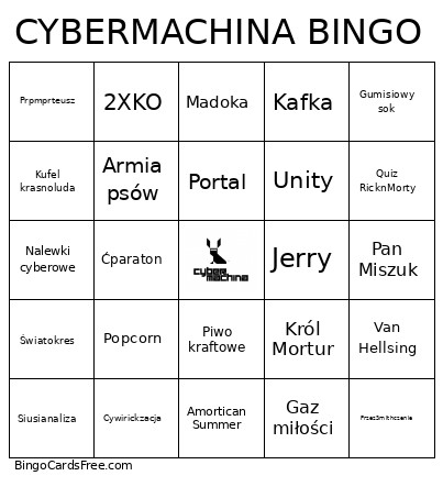 CYBERMACHINA Bingo Card