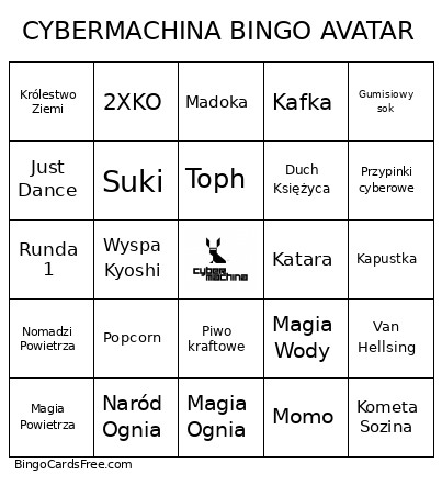 CYBERMACHINA AVATAR Bingo Card