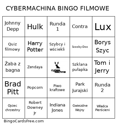 CYBERMACHINA FILMOWE Bingo Card