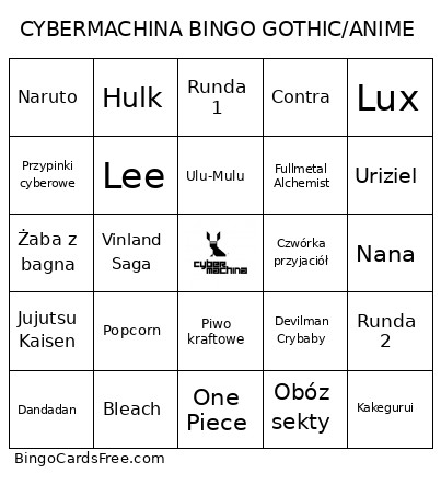 CYBERMACHINA GOTHIC/ANIME Bingo Card