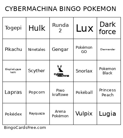 CYBERMACHINA POKEMON Bingo Card