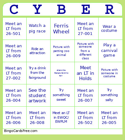 CYBOLC Costume Social Bingo Card