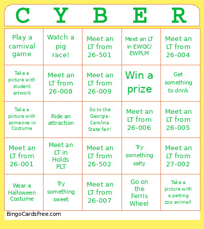 CYBOLC Costume Social Bingo Card