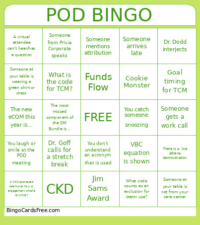 Cycle 1 POD Bingo Card