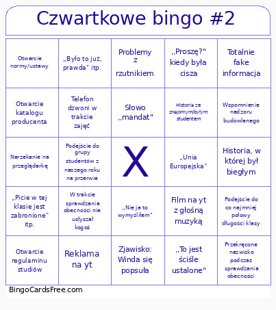 Czwartkowe #2 Bingo Card