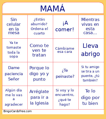 Día De La Madre Bingo Card