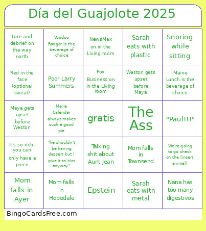 Día Del Guajolote 2025 Bingo Card