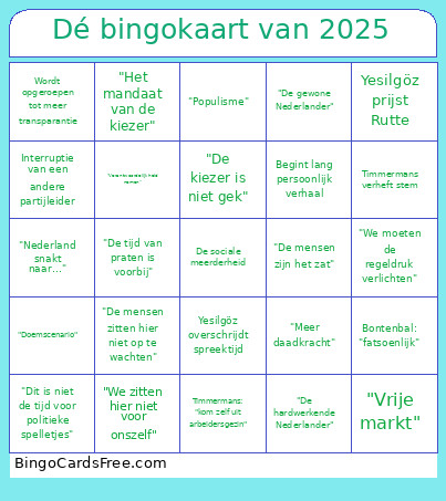 Dé Kaart Van 2025 Bingo Card