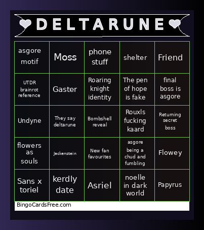 ❤️ D E L T A R U N E ❤️ Bingo Card