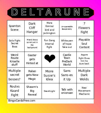 D E L T A R U N E Bingo Card 2