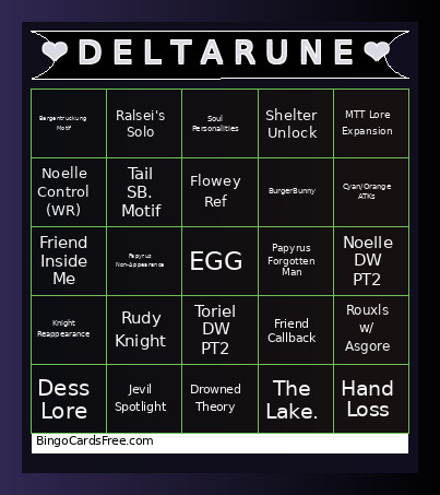 ❤️ D E L T A R U N E ❤️ Bingo Card