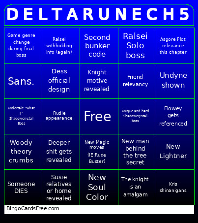 D E L T A R U N E C H 5 Bingo Card