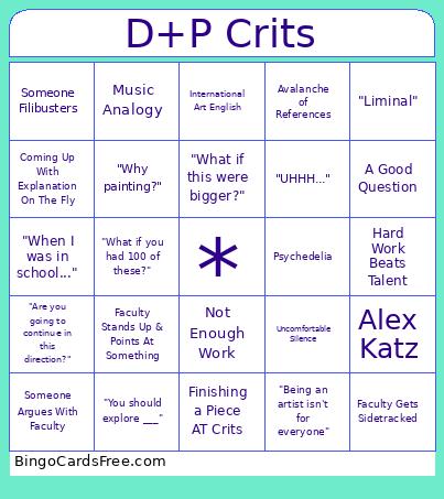 D+P Crits Bingo Card