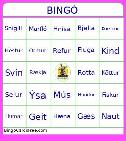 Dýrin Bingo Card