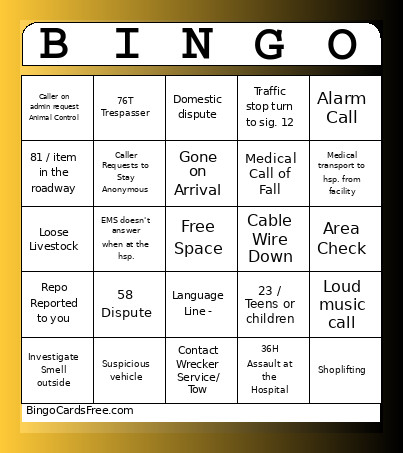 D TEAM Bingo Card