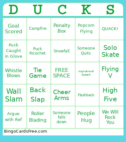 D2: The Mighty Ducks Bingo Card