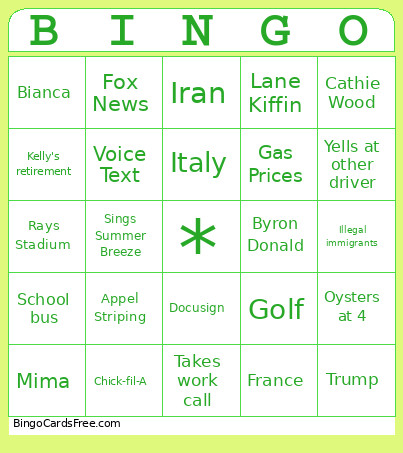 Dad Bingo Card